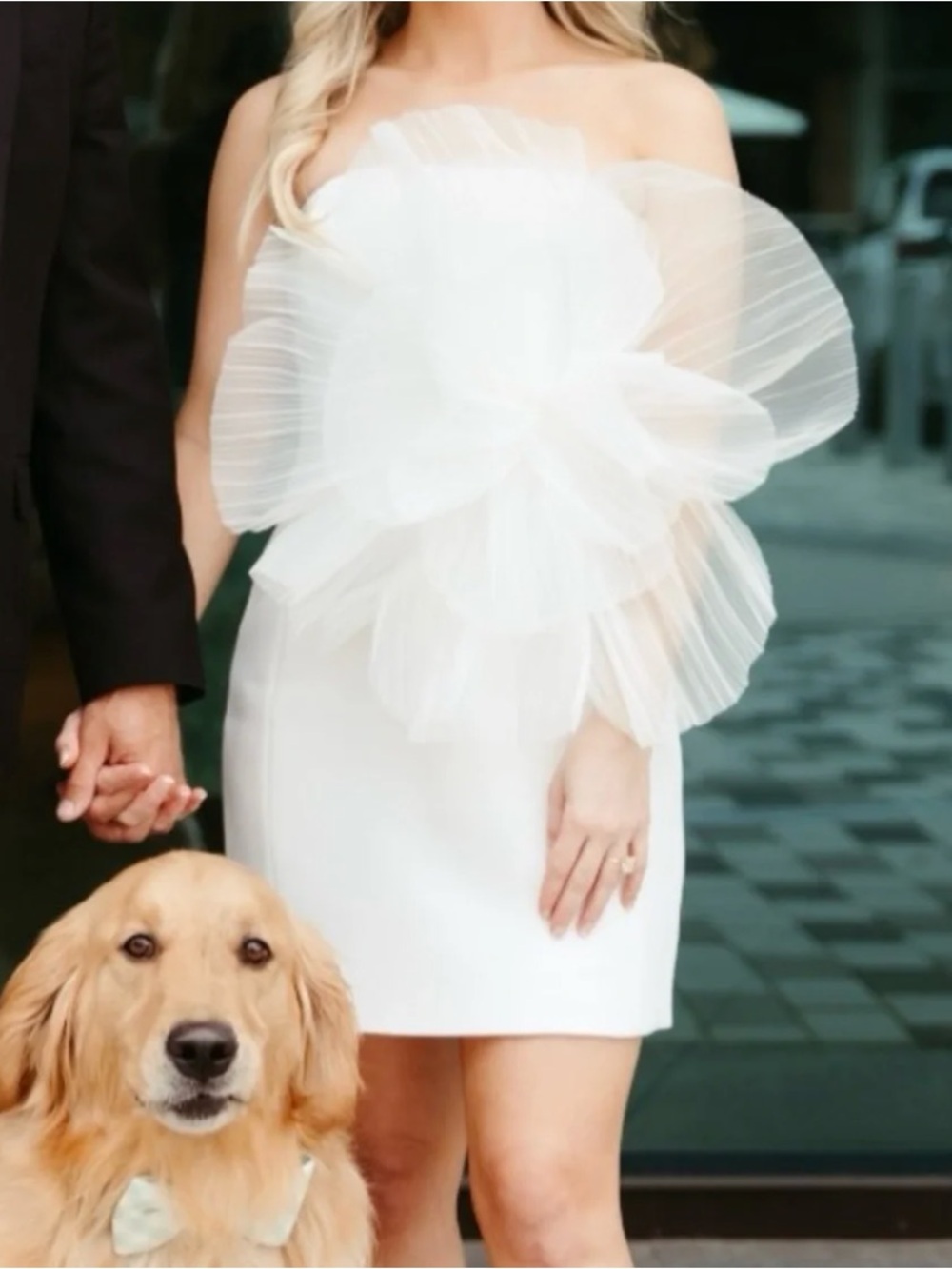 Meshki Victoria Strapless Dress w/ Oversized Flower
